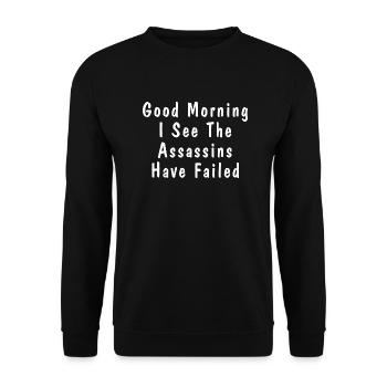 Bonjour, je vois que les ont échoué | Texte blanc - Sweat-shirt Unisexe - noir - Devant - Alina (178cm) & Michal (187cm)