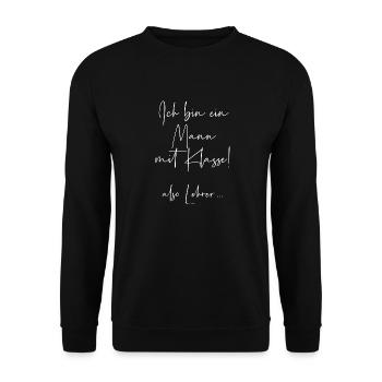 Ich bin ein Mann mit Klasse also Lehrer - Unisex Pullover - Schwarz - Vorne - Alina (178cm) & Michal (187cm)