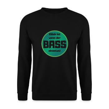 Glück ist wenn der bass einsetzt ! - Unisex Pullover - Schwarz - Vorne - Alina (178cm) & Michal (187cm)