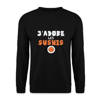 j adore les sushis - Sweat-shirt Unisexe - noir - Devant - Alina (178cm) & Michal (187cm)