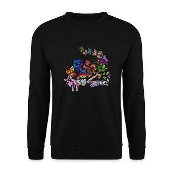 Hippie Soul Butterfly peace in love - Unisex Sweatshirt - black - Front - Alina (178cm) & Michal (187cm)