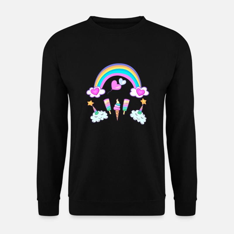 Eishorn Regenbogen - Unisex Pullover - Schwarz