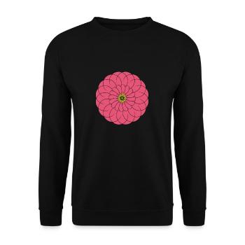 symmetrische rosa und gelbe Blume - Unisex Pullover - Schwarz - Vorne - Alina (178cm) & Michal (187cm)