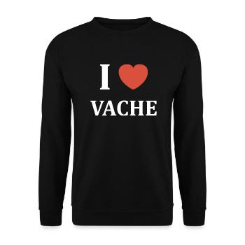 i love vache - Sweat-shirt Unisexe - noir - Devant - Alina (178cm) & Michal (187cm)
