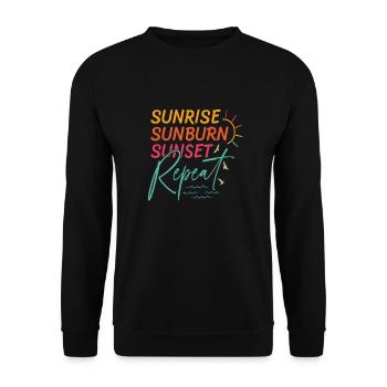 Sunrise Sunburn Sunset Repeat - Unisex Pullover - Schwarz - Vorne - Alina (178cm) & Michal (187cm)