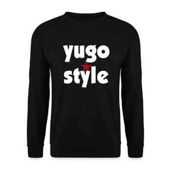 yugo style - Unisex Pullover - Schwarz - Vorne - Alina (178cm) & Michal (187cm)