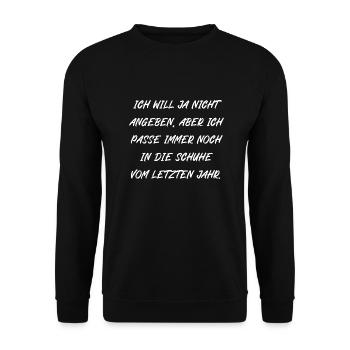 Ich will ja nicht angeben aber - Unisex Pullover - Schwarz - Vorne - Alina (178cm) & Michal (187cm)