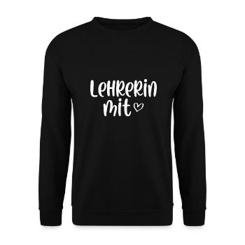 Lehrerin mit Herz - Unisex Pullover - Schwarz - Vorne - Alina (178cm) & Michal (187cm)