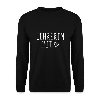 Lehrerin mit Herz - Unisex Pullover - Schwarz - Vorne - Alina (178cm) & Michal (187cm)