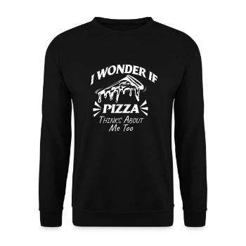 I Wonder if Pizza thinks about me too - Unisex Pullover - Schwarz - Vorne - Alina (178cm) & Michal (187cm)