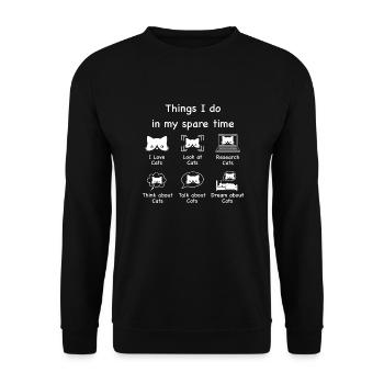 Katzen, Katzen, Katzen (weiß) - Unisex Pullover - Schwarz - Vorne - Alina (178cm) & Michal (187cm)