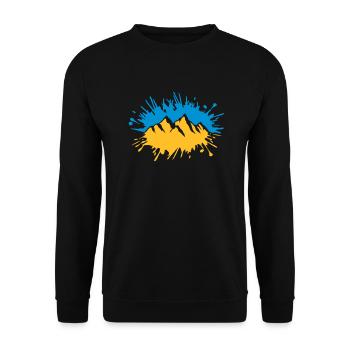 Bunt Farbklecks Berge Tropfen - Unisex Pullover - Schwarz - Vorne - Alina (178cm) & Michal (187cm)
