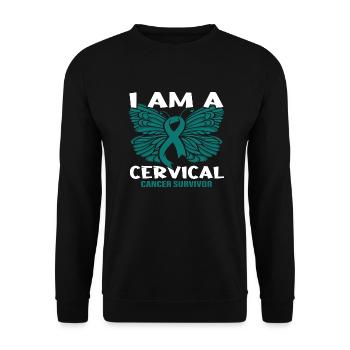 I am a Cervical Cancer Survivor - Unisex Sweatshirt - black - Front - Alina (178cm) & Michal (187cm)