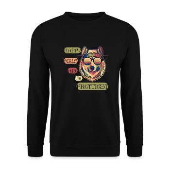 Les filles heureuses sont les plus jolies - énonciation intéressante - Sweat-shirt Unisexe - noir - Devant - Alina (178cm) & Michal (187cm)