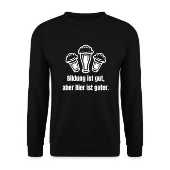 Bildung ist gut aber Bier ist guter 2 white - Unisex Pullover - Schwarz - Vorne - Alina (178cm) & Michal (187cm)