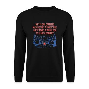 One Match Start a Forest Fire Camping Sayings - Unisex Sweatshirt - black - Front - Alina (178cm) & Michal (187cm)