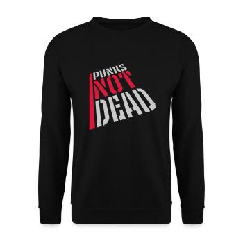 punks not dead Zitat - Unisex Pullover - Schwarz - Vorne - Alina (178cm) & Michal (187cm)
