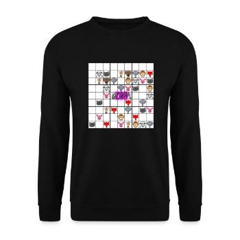 Sudoku vs zoo Doku - Tiere in einem Sudokurätsel. - Unisex Pullover - Schwarz - Vorne - Alina (178cm) & Michal (187cm)