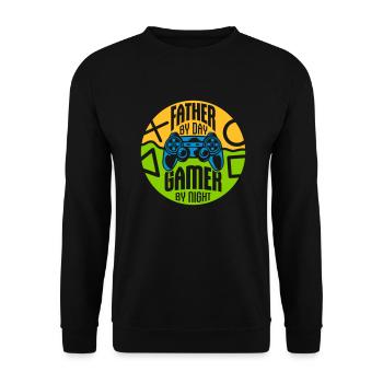 father by day Gamer - Unisex Sweatshirt - black - Front - Alina (178cm) & Michal (187cm)