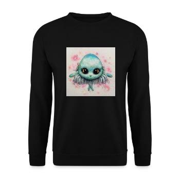 Cute sea alien to brighten up your day - Unisex Sweatshirt - black - Front - Alina (178cm) & Michal (187cm)
