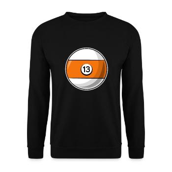 Billardkugel 13 orange Billard dreizehn - Unisex Pullover - Schwarz - Vorne - Alina (178cm) & Michal (187cm)