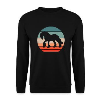 Clydesdale Pferd retro Zugpferd Motiv - Unisex Pullover - Schwarz - Vorne - Alina (178cm) & Michal (187cm)