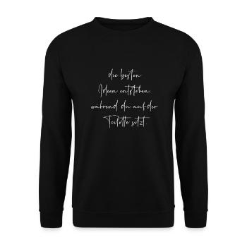 Die besten Ideen entstehen auf der Toilette - Unisex Pullover - Schwarz - Vorne - Alina (178cm) & Michal (187cm)