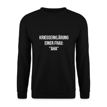 Kriegserklärung einer Frau aha - Unisex Pullover - Schwarz - Vorne - Alina (178cm) & Michal (187cm)