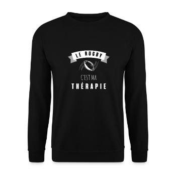Le rugby c’est ma thérapie - Sweat-shirt Unisexe - noir - Devant - Alina (178cm) & Michal (187cm)