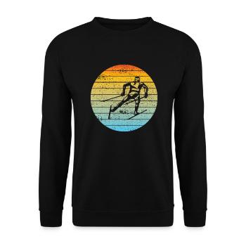 Skifahrer Weihnachten Ski Wintersport Skifahren - Unisex Pullover - Schwarz - Vorne - Alina (178cm) & Michal (187cm)