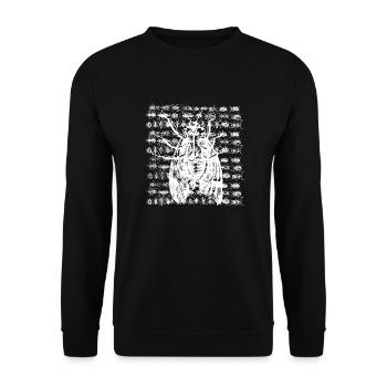Weiße Motte mit Würmern - Unisex Pullover - Schwarz - Vorne - Alina (178cm) & Michal (187cm)