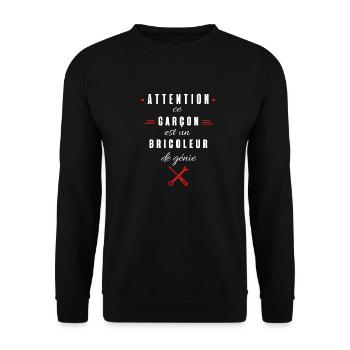 attention ce garçon est un bricoleur de génie - Sweat-shirt Unisexe - noir - Devant - Alina (178cm) & Michal (187cm)