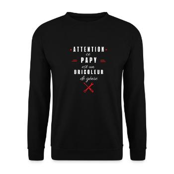 attention ce papy est un bricoleur de génie - Sweat-shirt Unisexe - noir - Devant - Alina (178cm) & Michal (187cm)