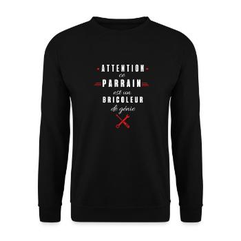 attention ce parrain est un bricoleur de génie - Sweat-shirt Unisexe - noir - Devant - Alina (178cm) & Michal (187cm)