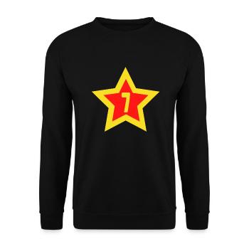 Nummer 7 Sterne Sport sieben Vintage - Unisex Pullover - Schwarz - Vorne - Alina (178cm) & Michal (187cm)