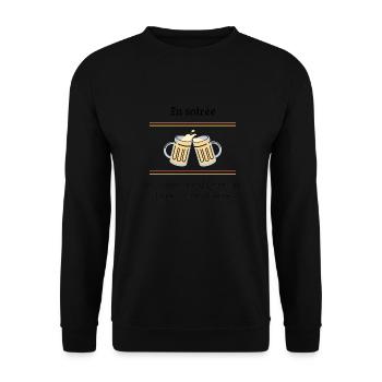 En soirée on peut toujours se taper une bière - Sweat-shirt Unisexe - noir - Devant - Alina (178cm) & Michal (187cm)