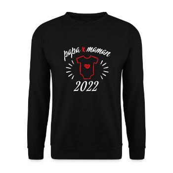 Papa x Maman Bébé en 2022 - Sweat-shirt Unisexe - noir - Devant - Alina (178cm) & Michal (187cm)
