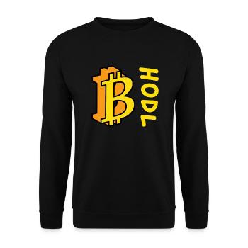 Bitcoin BTC HODL Comics Style - Unisex Sweatshirt - black - Front - Alina (178cm) & Michal (187cm)