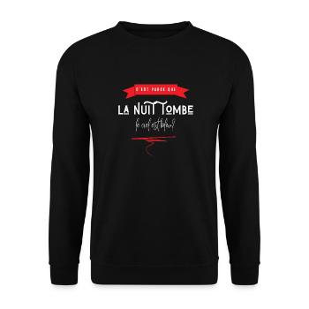 c'est parce que la nuit tombe que le ciel est bleu - Sweat-shirt Unisexe - noir - Devant - Alina (178cm) & Michal (187cm)