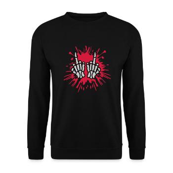 Farbklecks Mittelfinger Knochen Hände - Unisex Pullover - Schwarz - Vorne - Alina (178cm) & Michal (187cm)