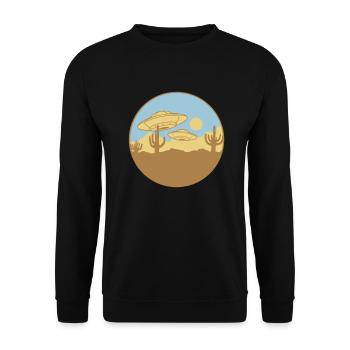 Fliegende Wüsten UFOs Szene - Unisex Pullover - Schwarz - Vorne - Alina (178cm) & Michal (187cm)