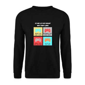 ce que je fais durant mon temps libre jeux vidéos - Sweat-shirt Unisexe - noir - Devant - Alina (178cm) & Michal (187cm)