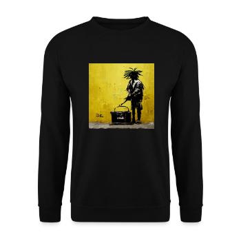 Banksy style jamaican rasta - Unisex Sweatshirt - black - Front - Alina (178cm) & Michal (187cm)