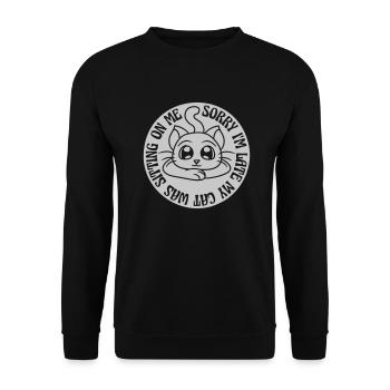 sorry cat was sitting - Unisex Pullover - Schwarz - Vorne - Alina (178cm) & Michal (187cm)
