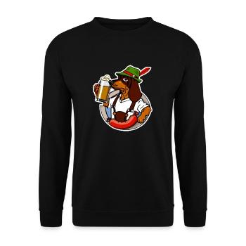 Bierfest Dackel Oktober - Unisex Pullover - Schwarz - Vorne - Alina (178cm) & Michal (187cm)