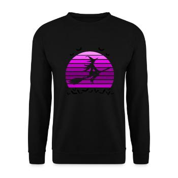 Halloween Sorcière Balai Volant Sunset Vintage Vio - Sweat-shirt Unisexe - noir - Devant - Alina (178cm) & Michal (187cm)