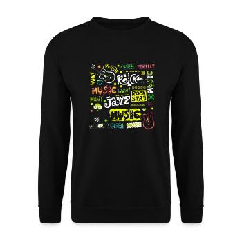 Musique drôle jazz retro song hipster vinyl rock - Sweat-shirt Unisexe - noir - Devant - Alina (178cm) & Michal (187cm)