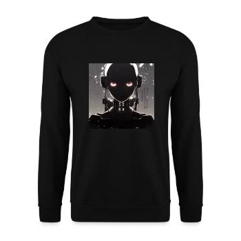 Anime Robot - Unisex Sweatshirt - black - Front - Alina (178cm) & Michal (187cm)