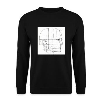 Technische Zeichnung eines Kopfes - Unisex Pullover - Schwarz - Vorne - Alina (178cm) & Michal (187cm)