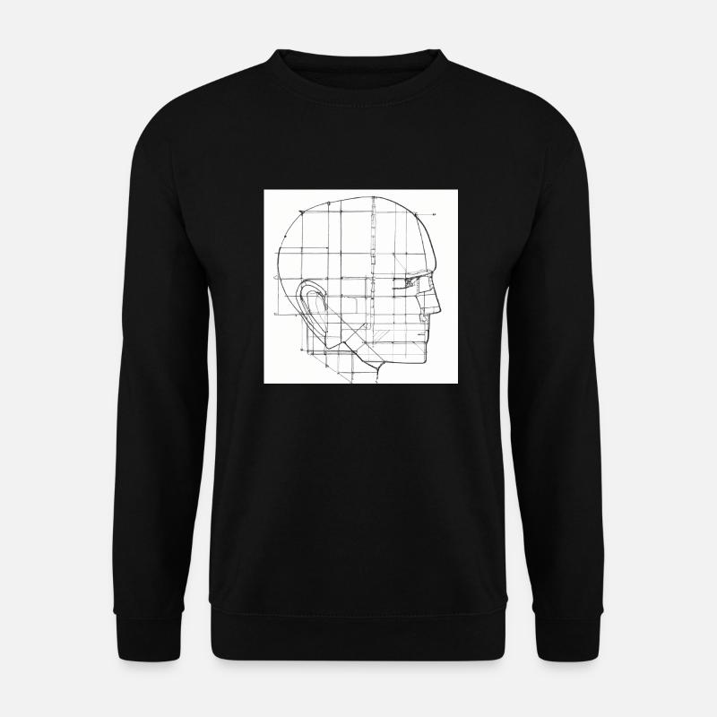 Technical drawing of a head - Unisex Sweatshirt - black